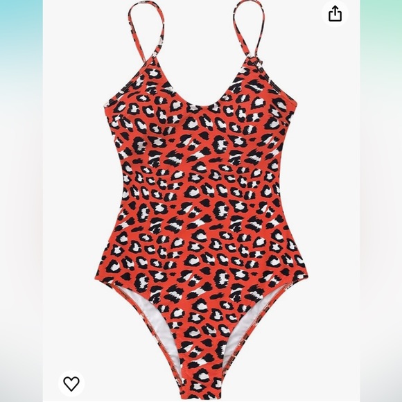 CUPSHE Women's Red V Neck Leopard Print Cut Out Back One Piece Swimsuit NWT XL - Picture 5 of 14
